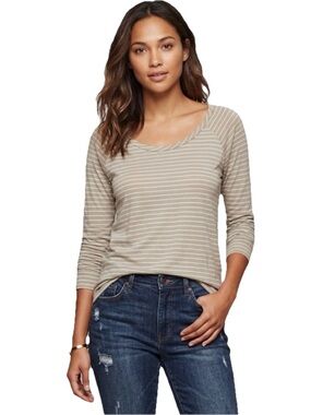 Lauren Moshi Women’s Striped Cream/Greyish Long Sleeve Size Medium